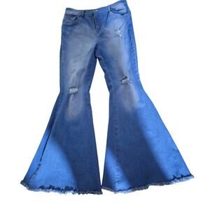 Vintage Super Flare Wide Leg Bell Bottoms  30" Waist  Blue